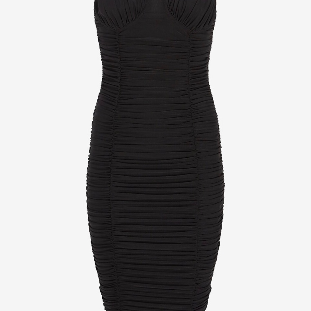 Express Strapless Ruched Mesh Mini Dress - Picture 6 of 8
